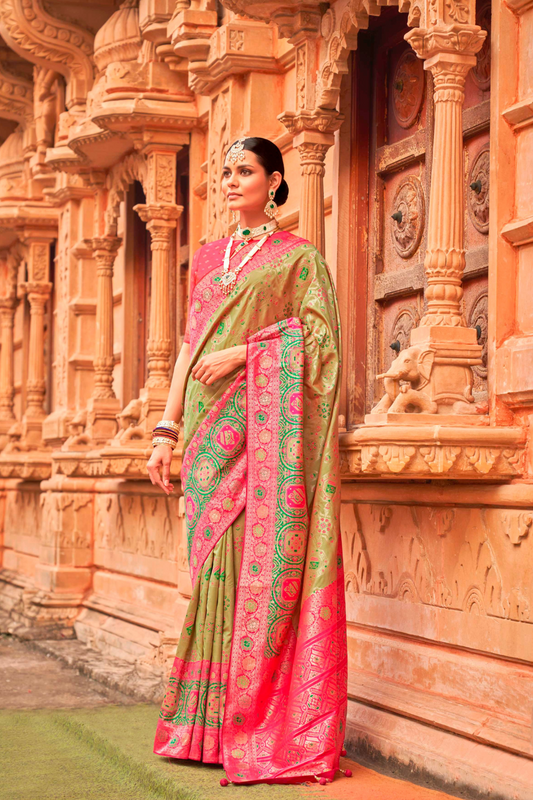 Banarasi P.V. Silk Saree with Elegant Patola Weaving Design - LaVante Fashion