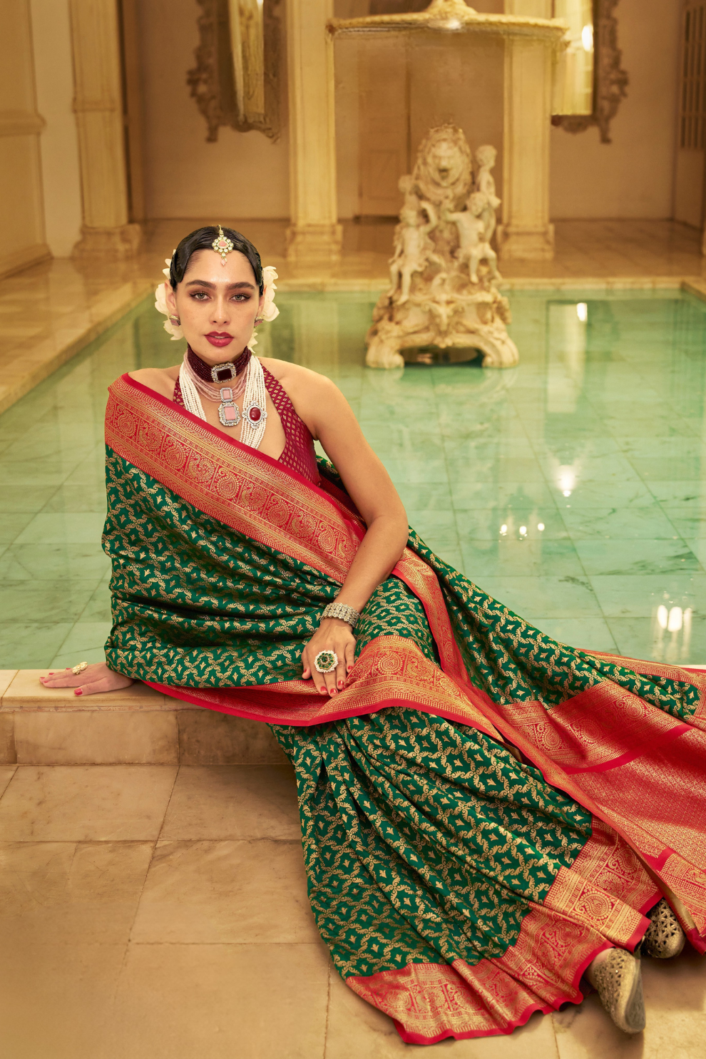 Soft Finish Banarasi Silk Saree with Kanchipuram Weave Design