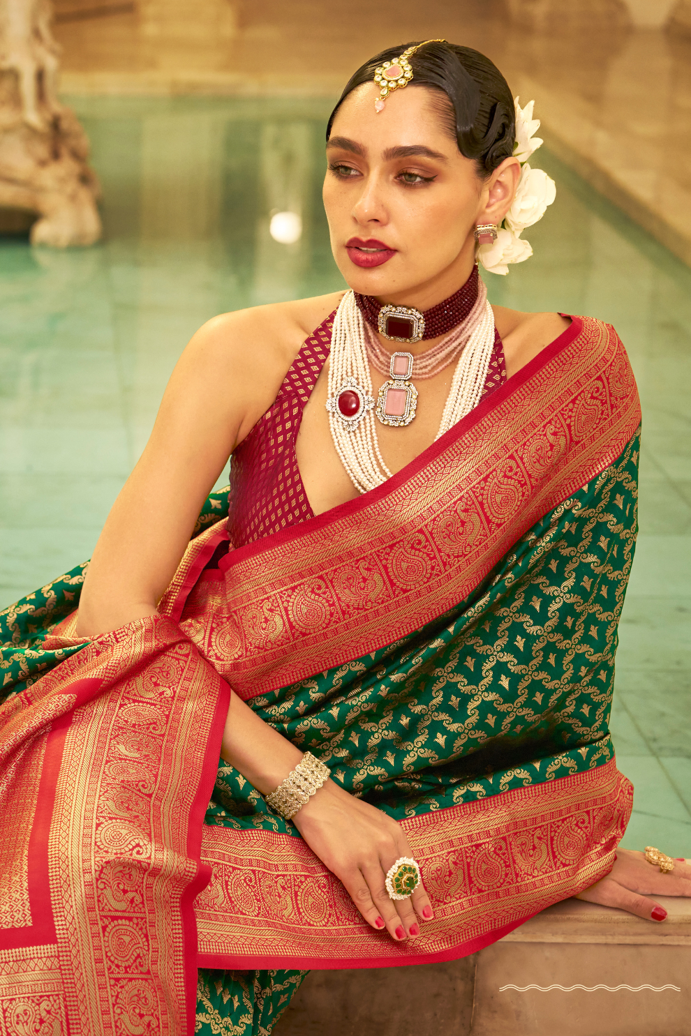 Soft Finish Banarasi Silk Saree with Kanchipuram Weave Design