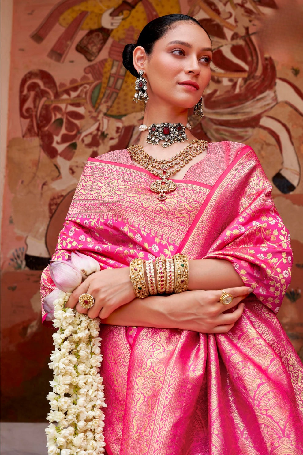 Banarasi P.V. Silk Saree with Exclusive Weaving Jaal Design - LaVante Fashion