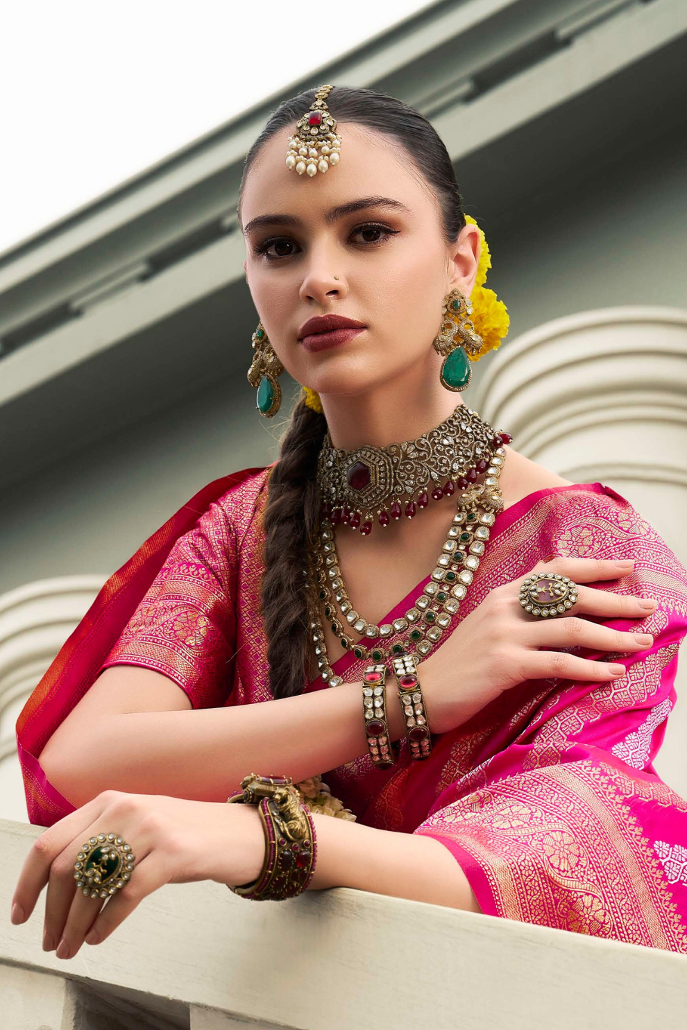 Banarasi P.V. Silk Saree with Exclusive Weaving Jaal Design - LaVante Fashion