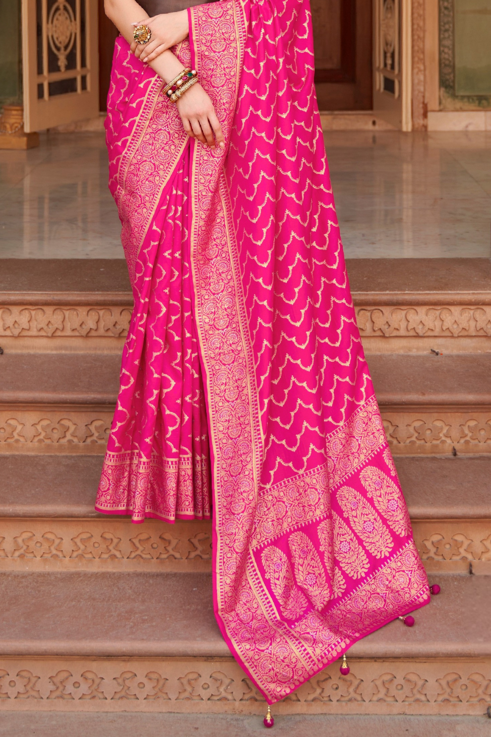 Banarasi Silk Blend Saree with Rich Zari Weaving