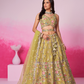 Bridal Net Moti And Sequins Embroidery Lehenga Choli Dupatta