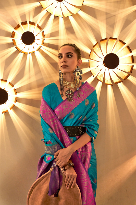 Chaap Handloom Weaving Silk Banarasi Saree with Traditional Charm