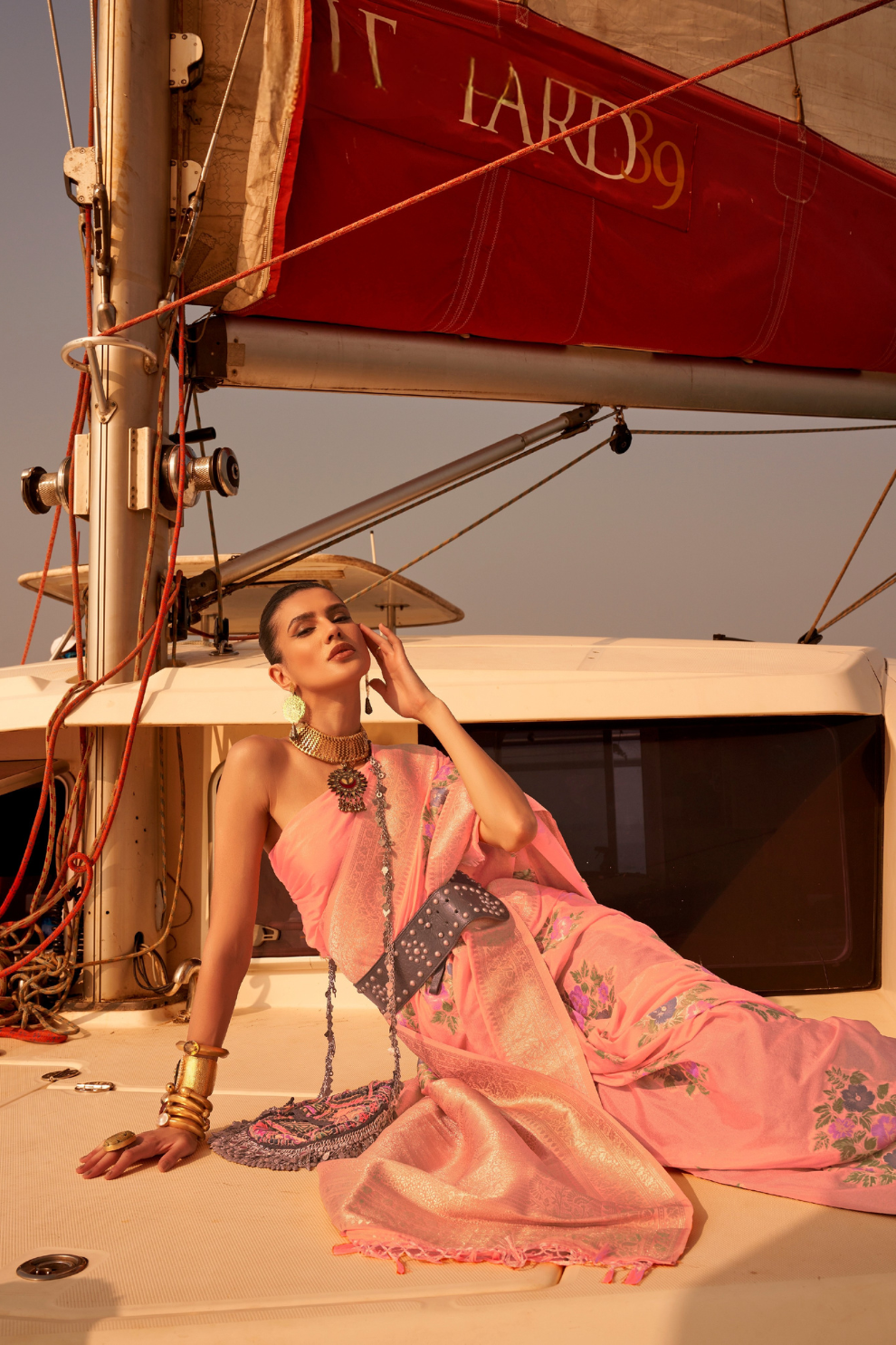 Chinon Nylon Saree with Elegant Handloom Weaving Design