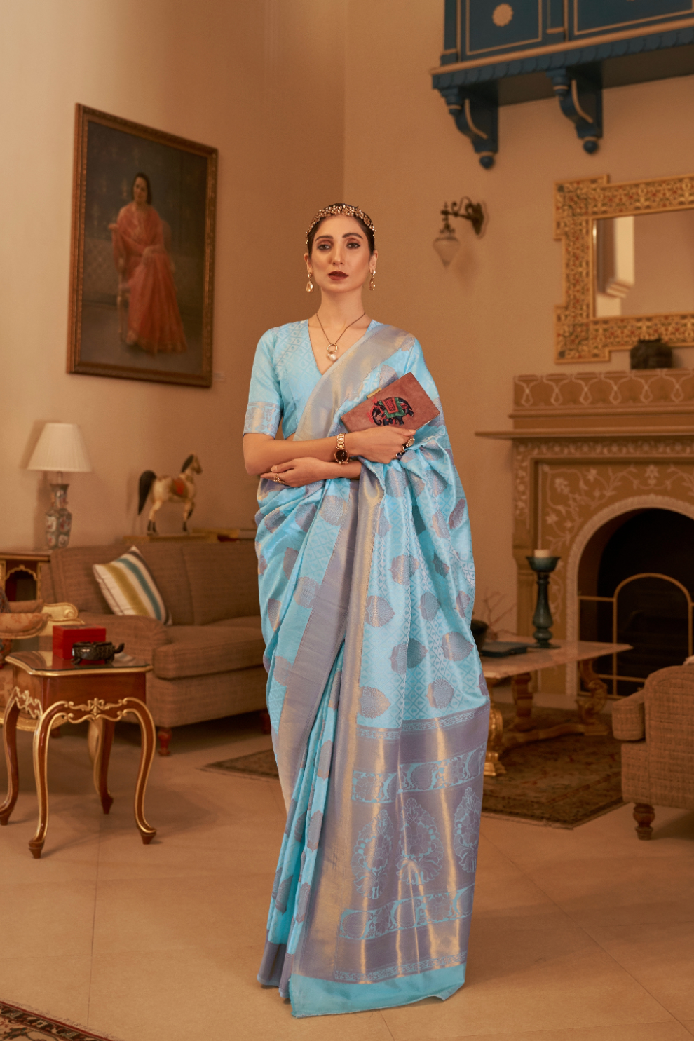 Handloom Woven Saree with Rich Copper Zari Detailing