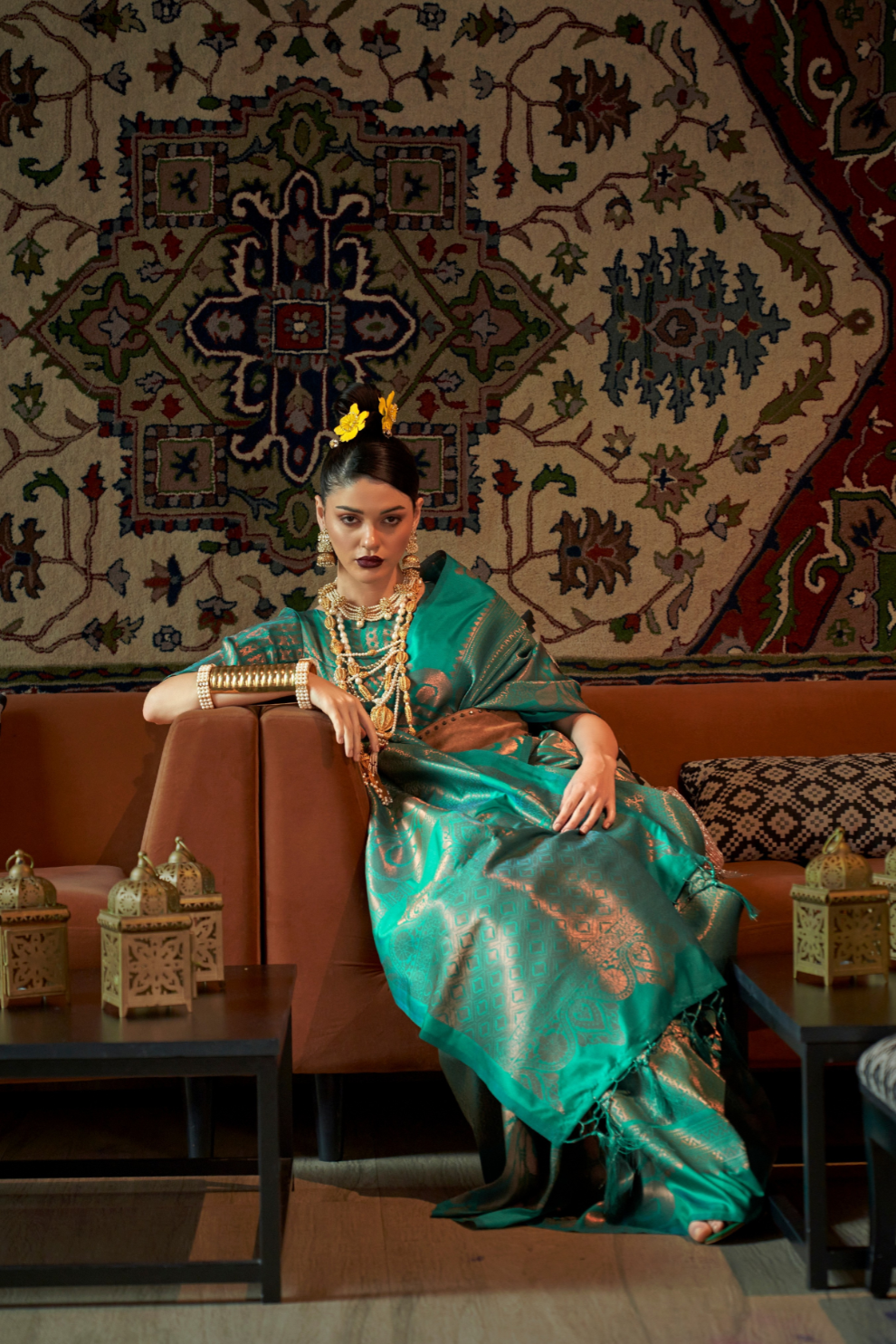 Elegant Art Silk Saree with Copper Zari Handloom Weaving