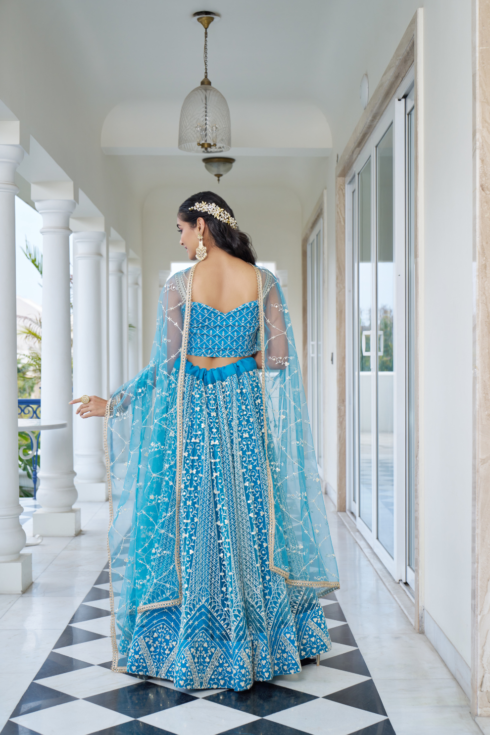 Designer Thread Sequin Embroidered Net Lehenga for Festive Wear