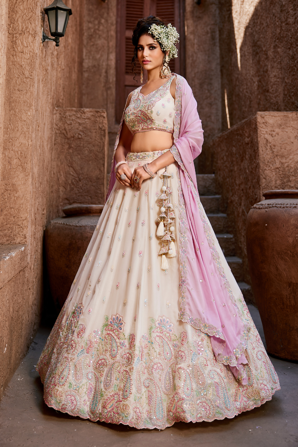 Georgette Lehenga Choli & Dupatta Featuring Intricate Sequins