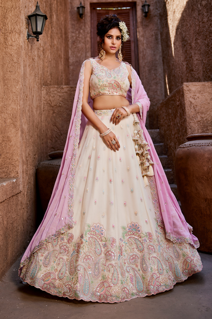 Georgette Lehenga Choli & Dupatta Featuring Intricate Sequins