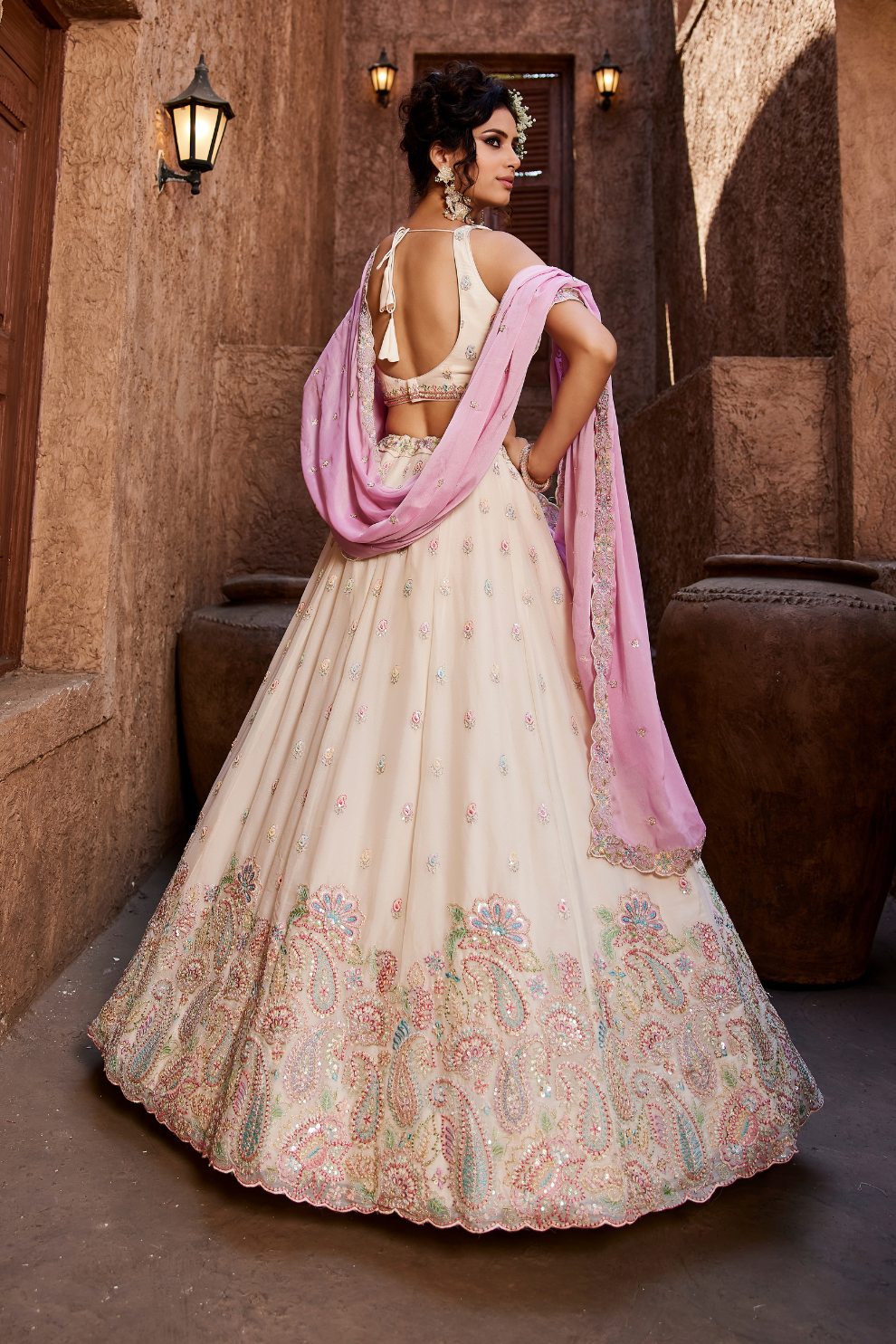 Georgette Lehenga Choli & Dupatta Featuring Intricate Sequins