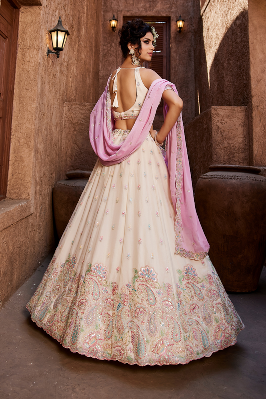 Georgette Lehenga Choli & Dupatta Featuring Intricate Sequins