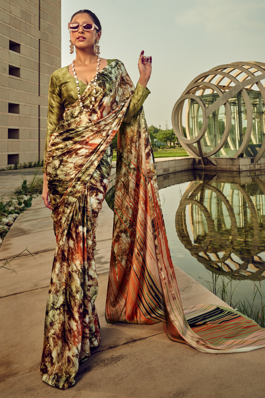 Vibrant Elegance in Digitally Printed Designer Sarees