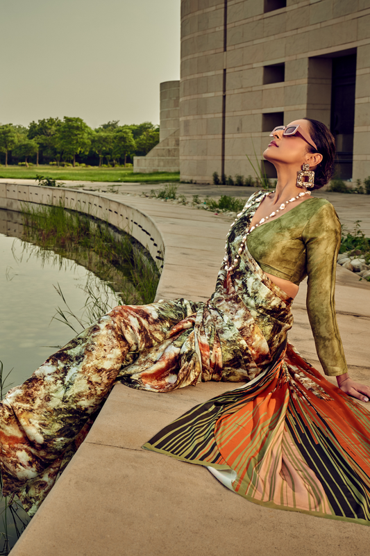 Vibrant Elegance in Digitally Printed Designer Sarees