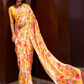 Digital Printed Satin Creep Saree with Smooth Silken Drape