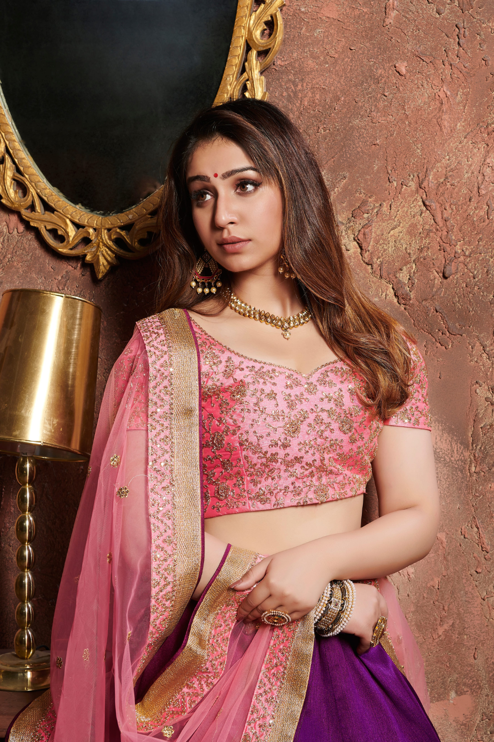 Glamorous Purple Art Silk Lehenga with Intricate Embroidery