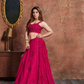 Elegant Rani Pink Embroidered Georgette Lehenga Set Design