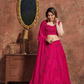 Elegant Rani Pink Embroidered Georgette Lehenga Set Design