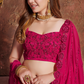 Elegant Rani Pink Embroidered Georgette Lehenga Set Design