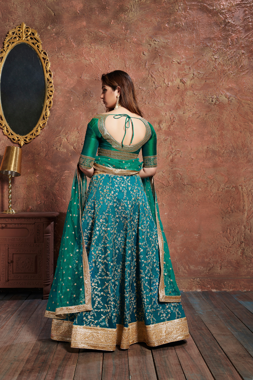 Turquoise Art Silk Lehenga with Dori and Sequin Embroidery