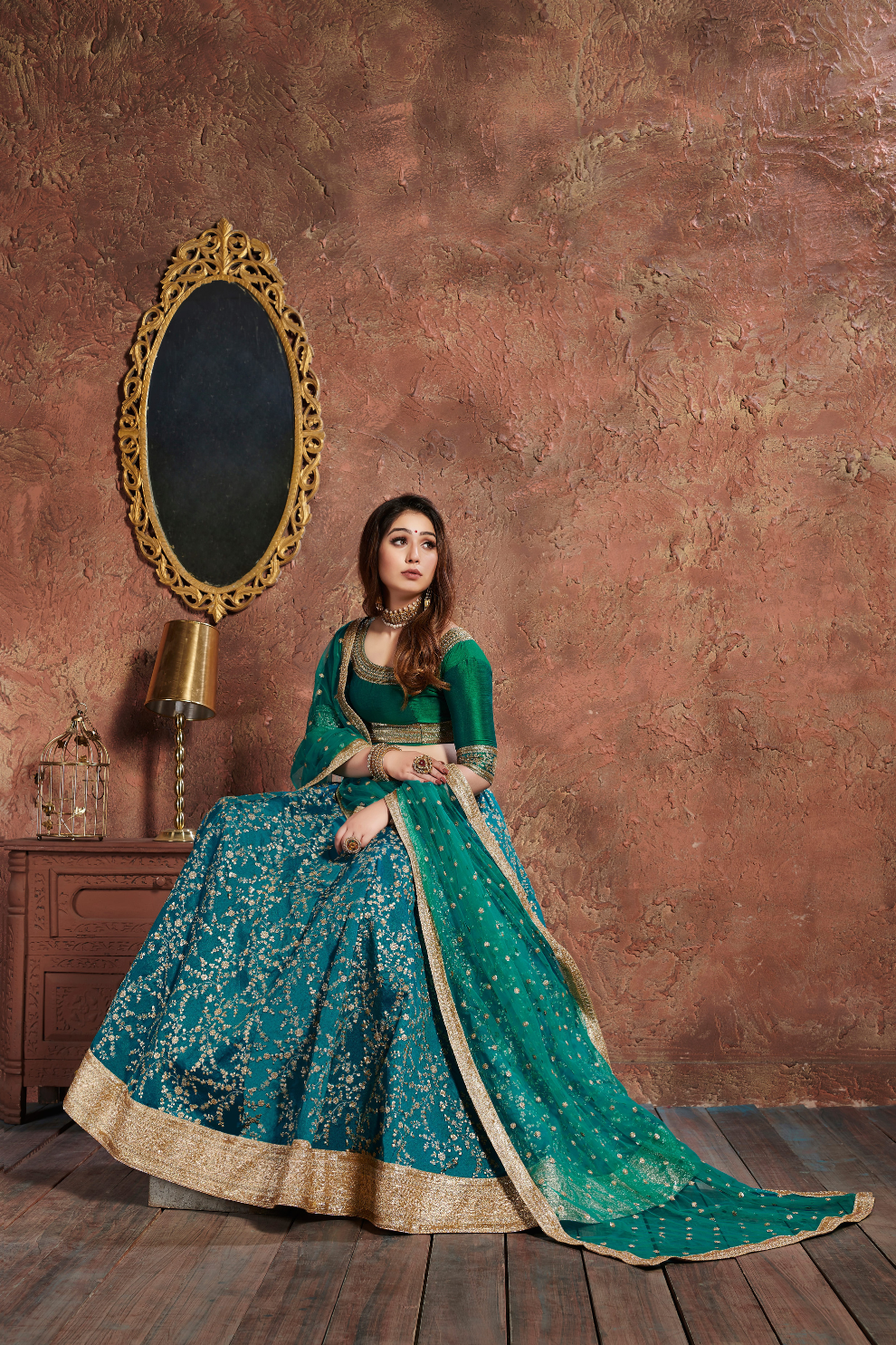 Turquoise Art Silk Lehenga with Dori and Sequin Embroidery