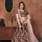 Elegant Maroon Embroidered Velvet Lehenga Choli and Dupatta