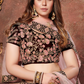 Elegant Maroon Embroidered Velvet Lehenga Choli and Dupatta