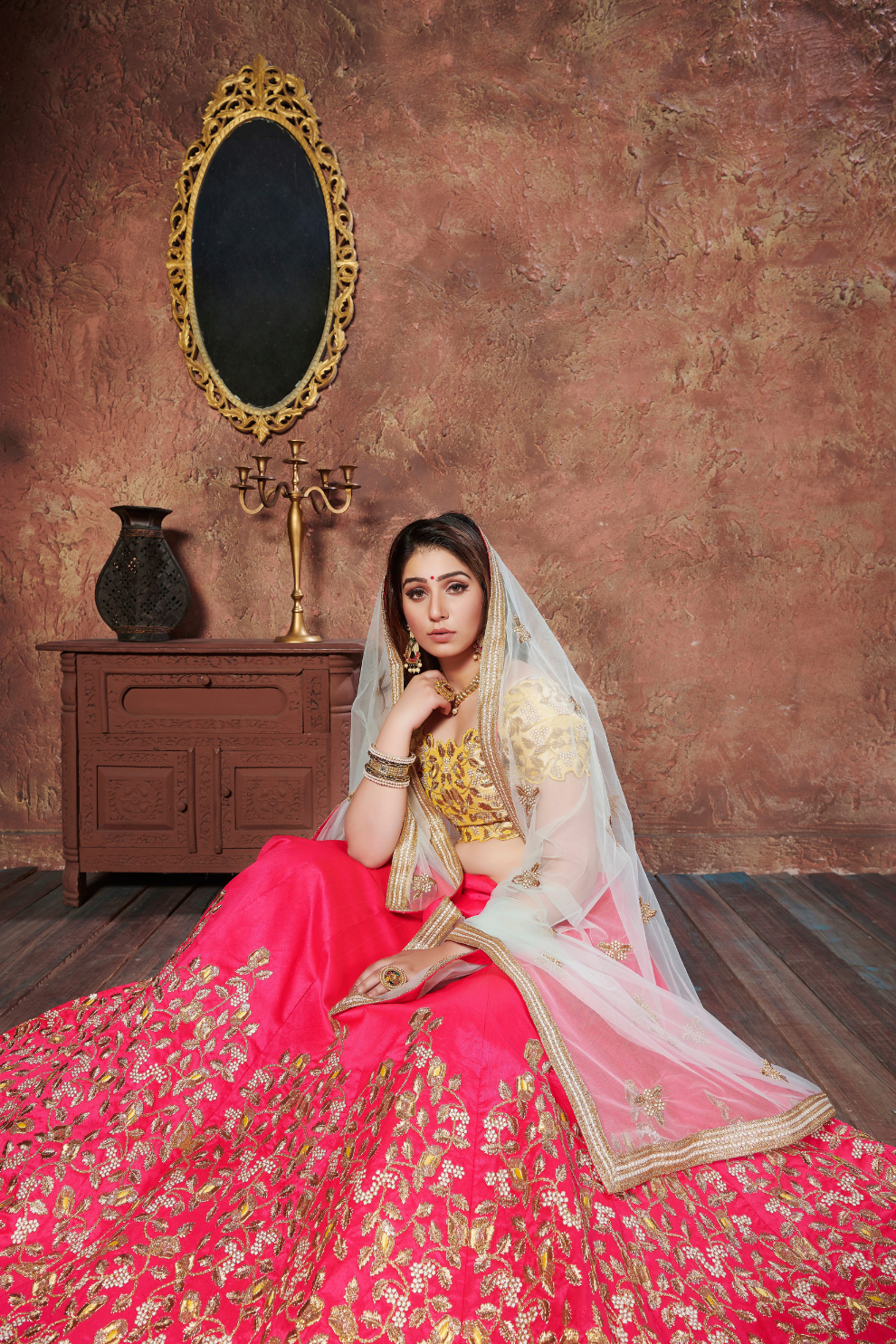 Soft Pink Art Silk Lehenga with Detailed Embroidery Work