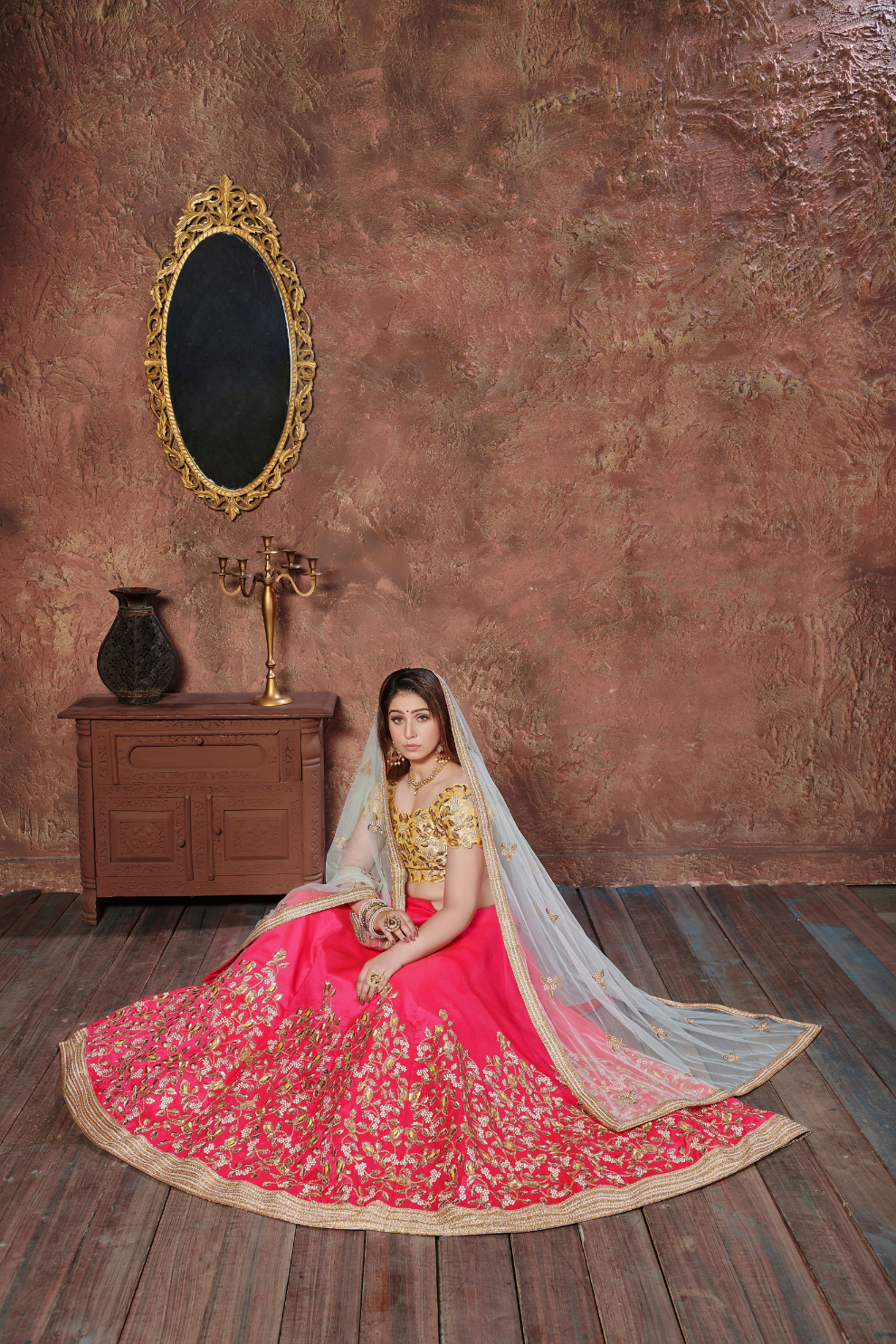 Soft Pink Art Silk Lehenga with Detailed Embroidery Work