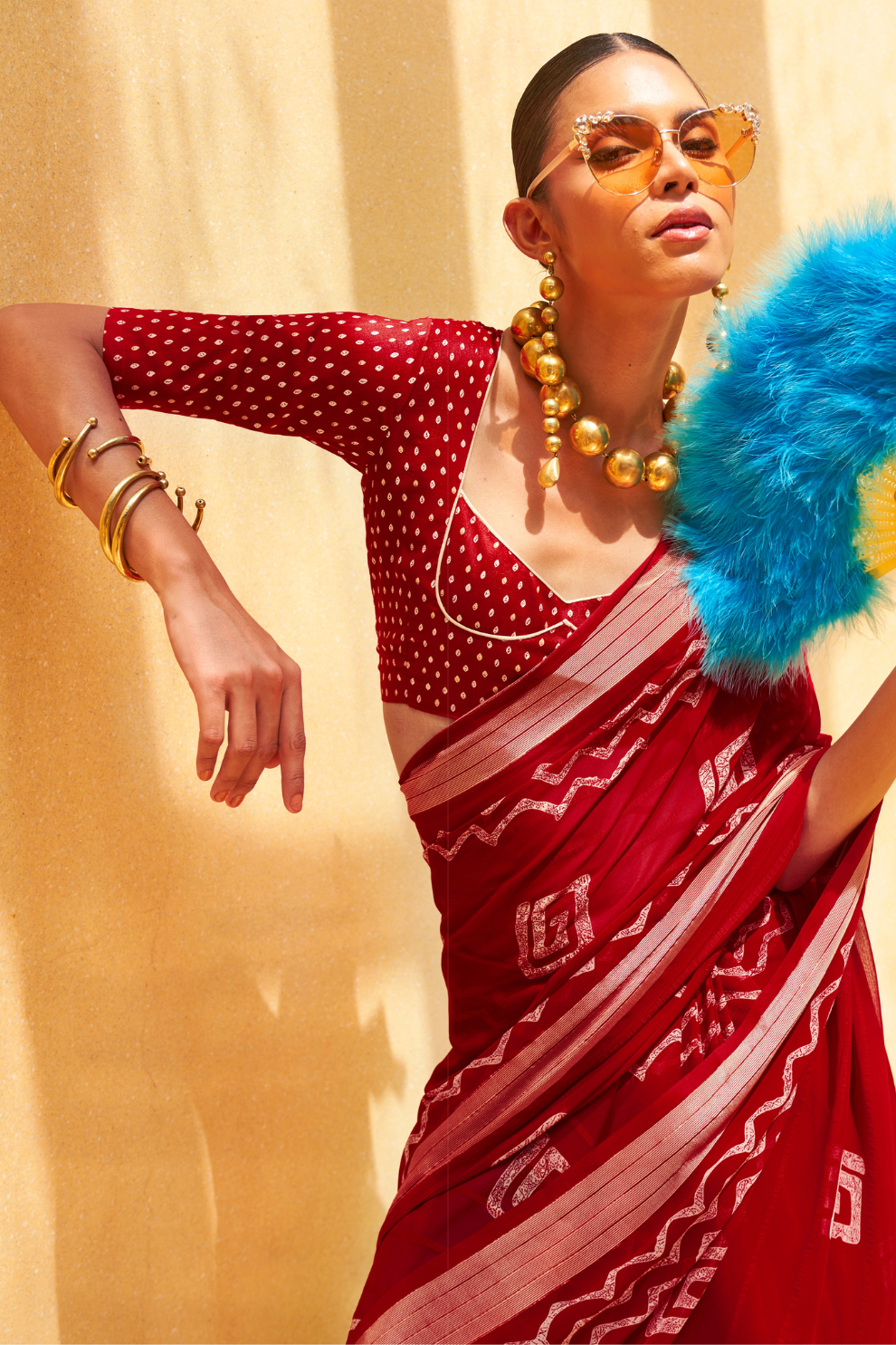 Daani Georgette Saree with Foil Print and Aqua Finish