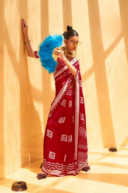 Daani Georgette Saree with Foil Print and Aqua Finish