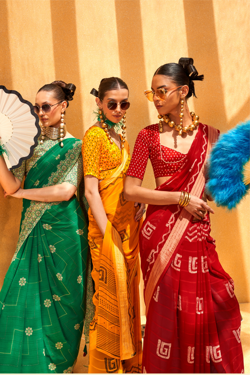 Daani Georgette Saree with Foil Print and Aqua Finish