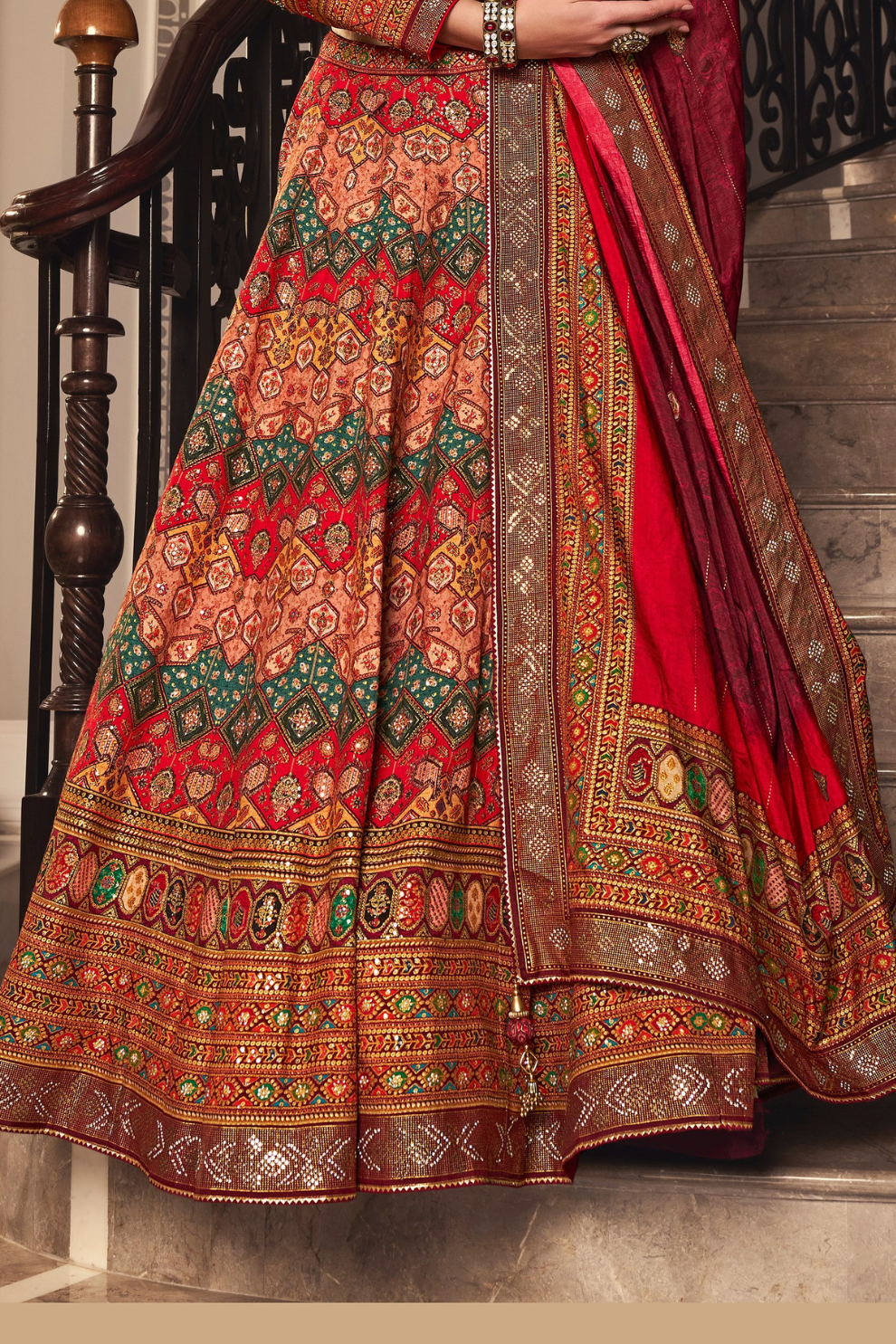 Red Grandeur Woven Banarasi Lehenga with Traditional Craftsmanship - LaVante Fashion