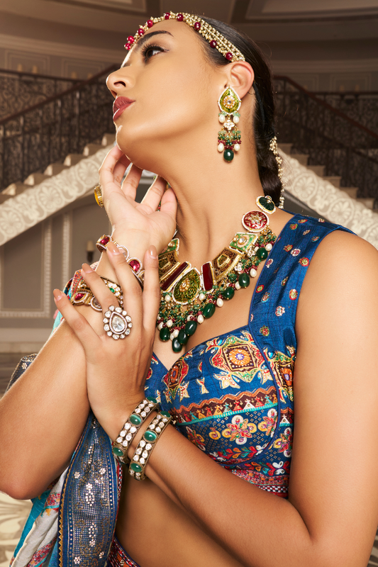 Blue Aura Embellished Silk Bridal Lehenga - LaVante Fashion