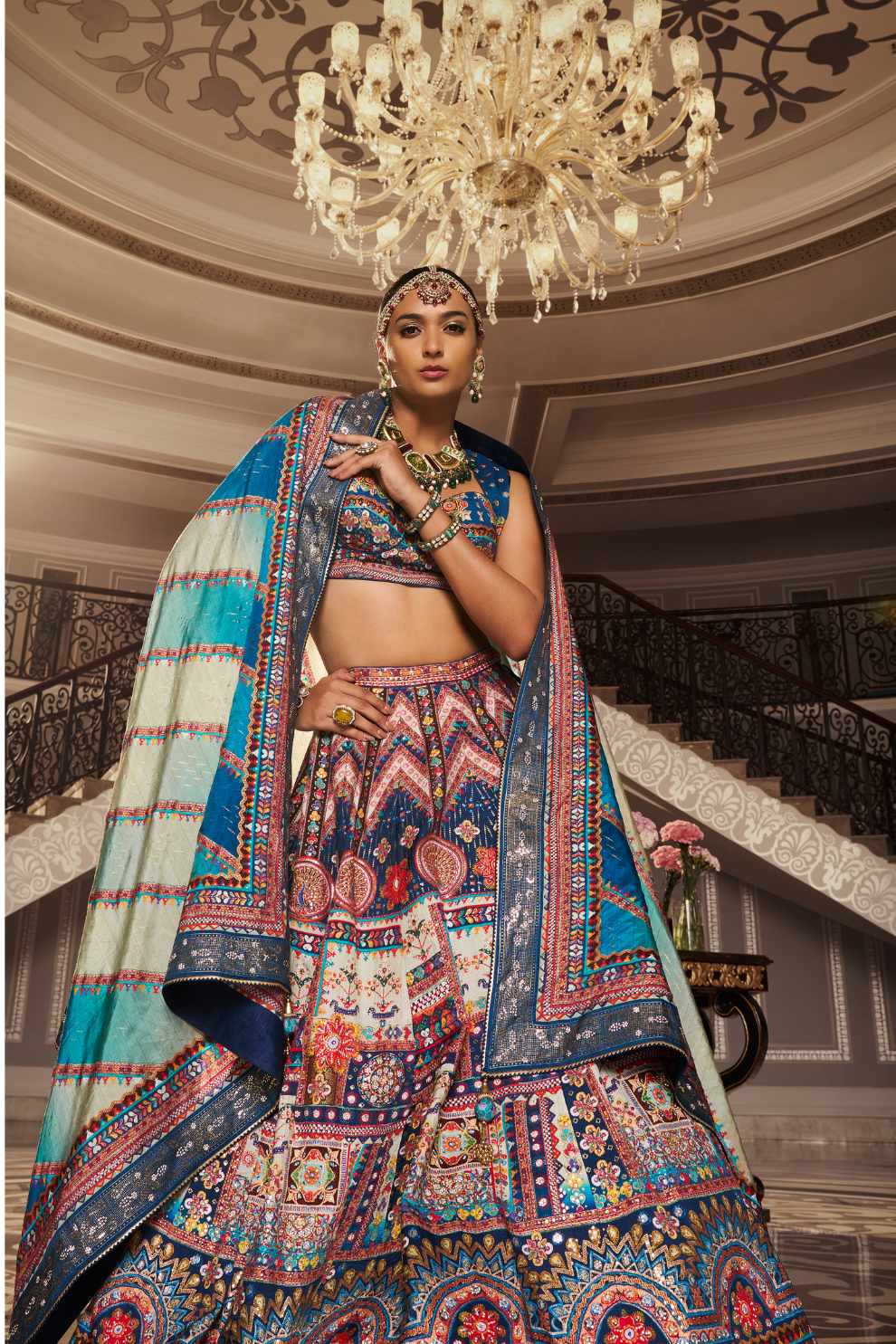 Blue Aura Embellished Silk Bridal Lehenga - LaVante Fashion