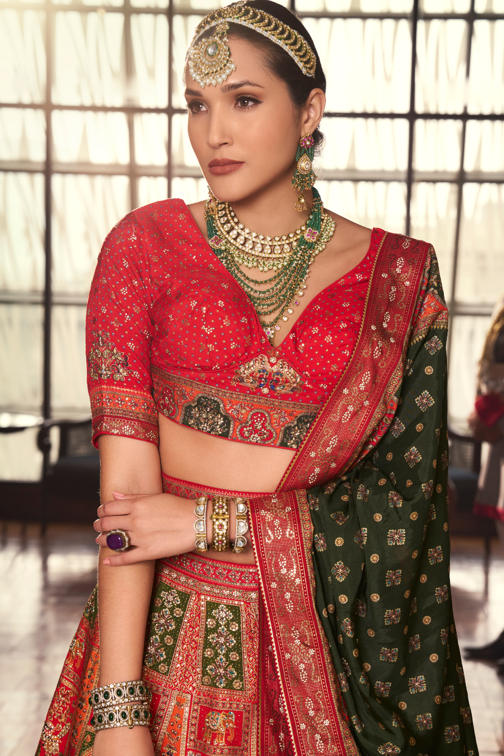 Red Elegance Embroidered Lehenga Choli - LaVante Fashion