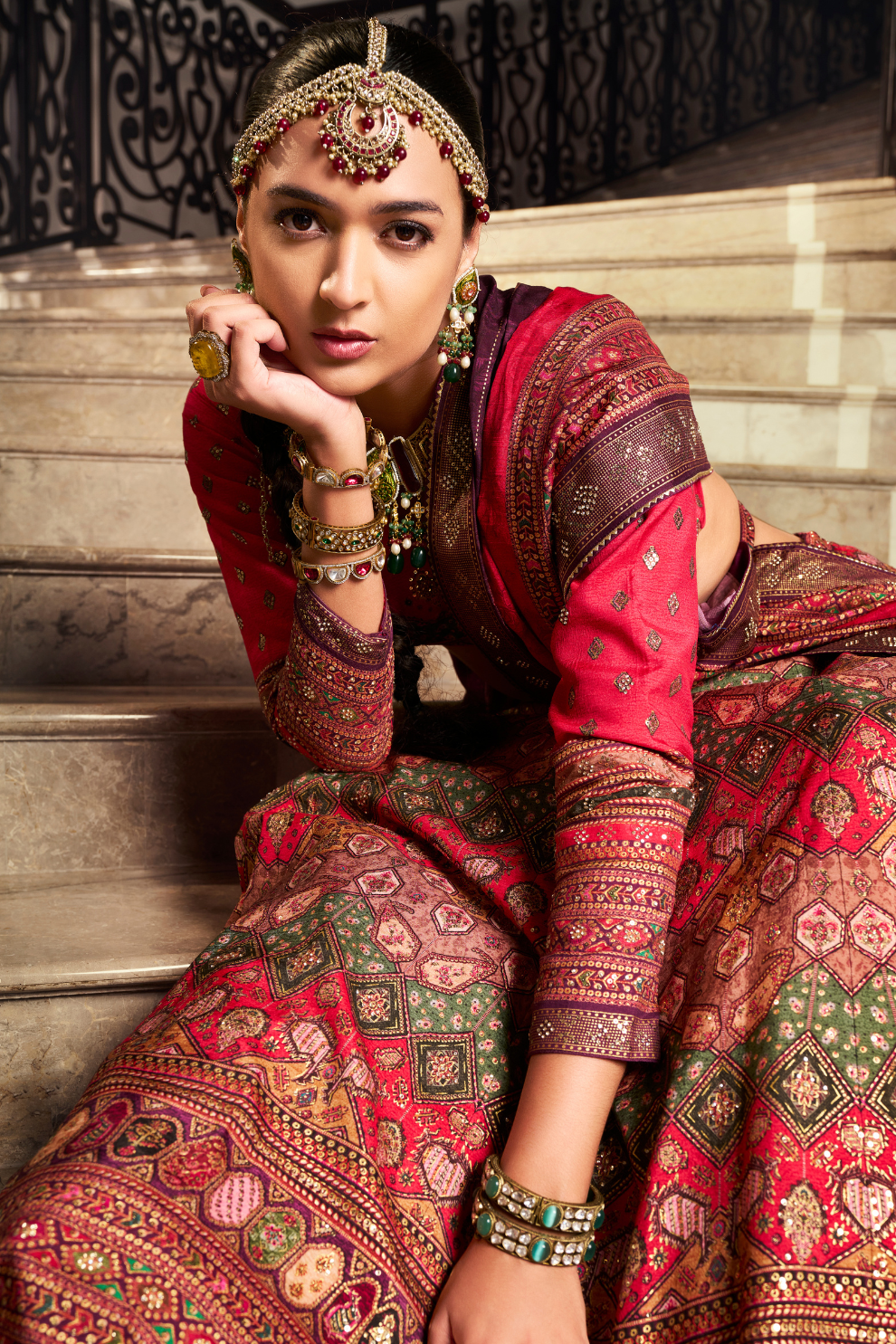 Red Radiance Banarasi Bridal Lehenga with Rich Weaving - LaVante Fashion