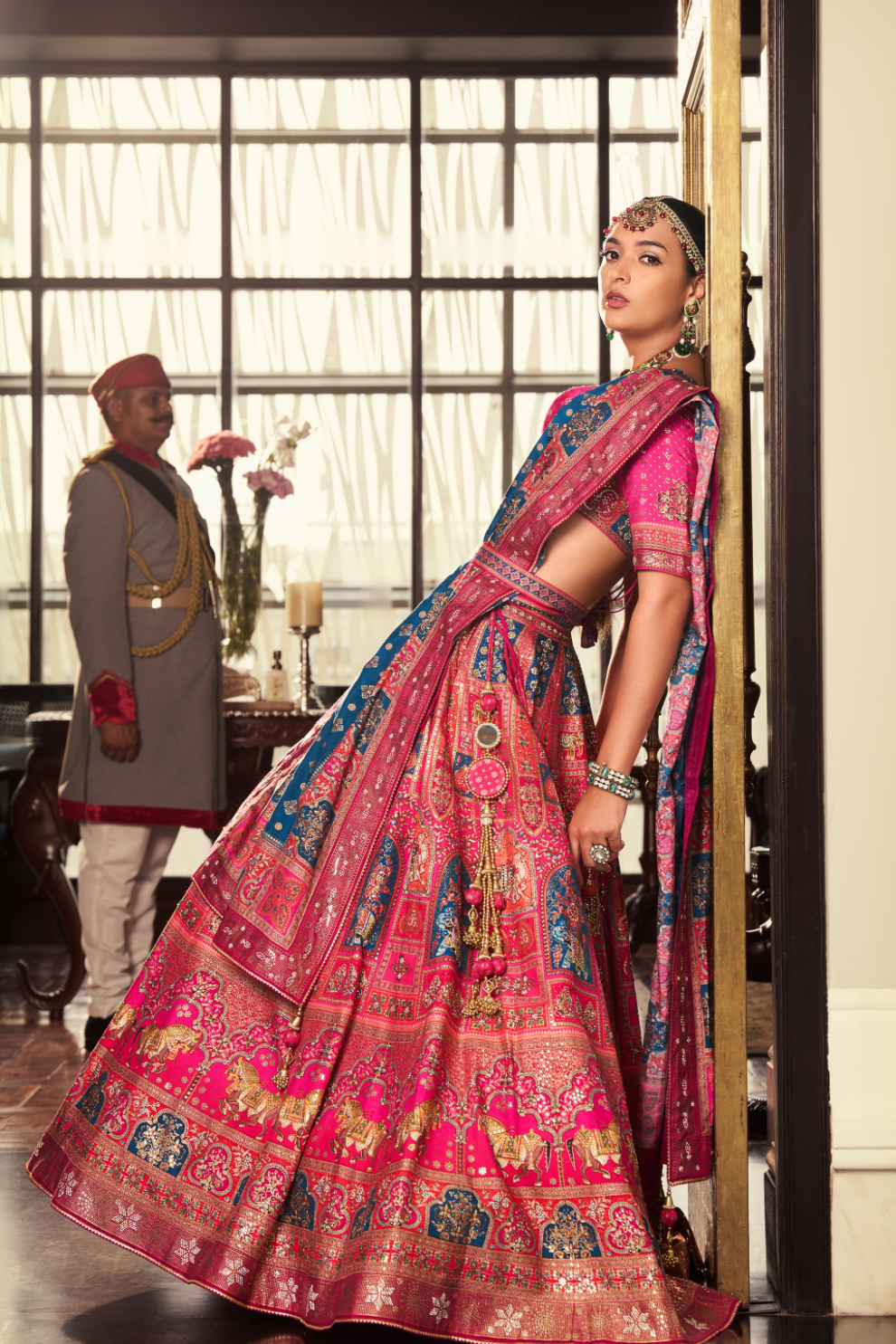 Navy Blue Twilight Glam Mirror Silk Lehenga Choli - LaVante Fashion