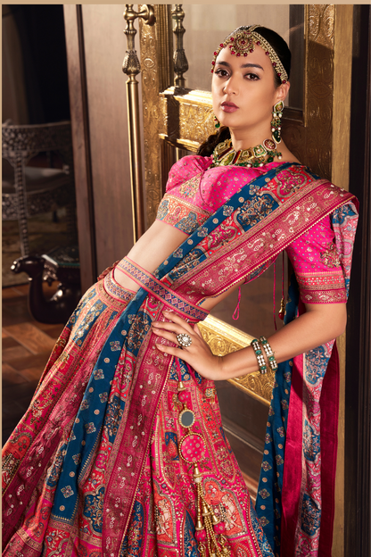 Navy Blue Twilight Glam Mirror Silk Lehenga Choli - LaVante Fashion