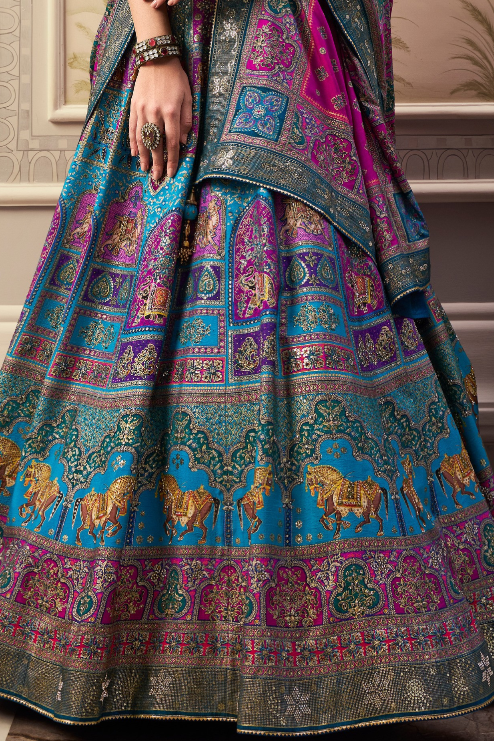 Banarasi Bliss Purple & Blue Lehenga Choli - LaVante Fashion