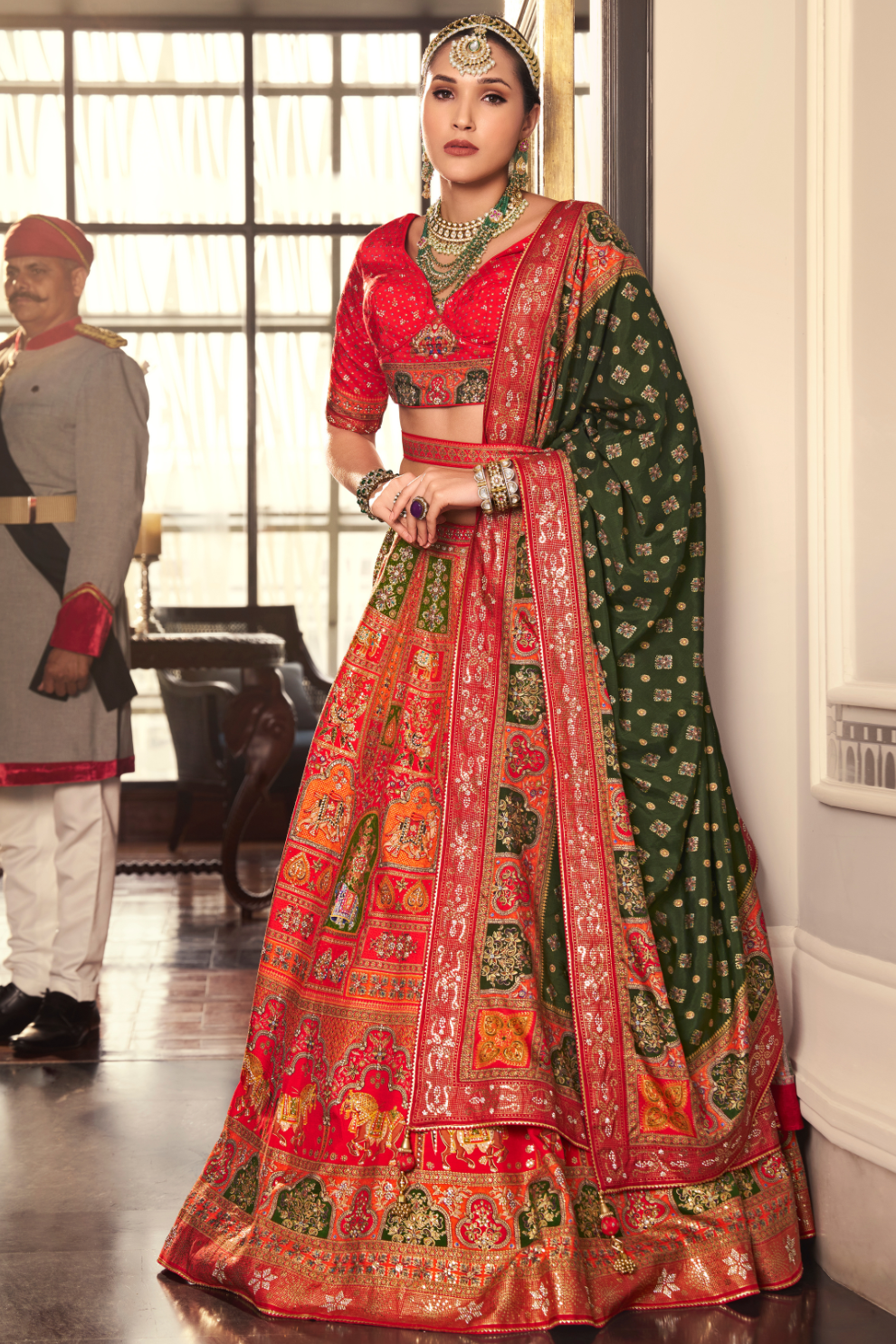 Red Elegance Embroidered Lehenga Choli - LaVante Fashion