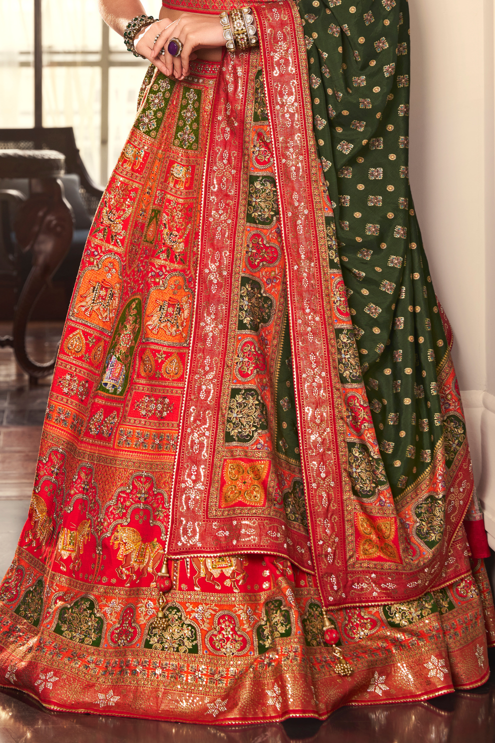 Red Elegance Embroidered Lehenga Choli - LaVante Fashion