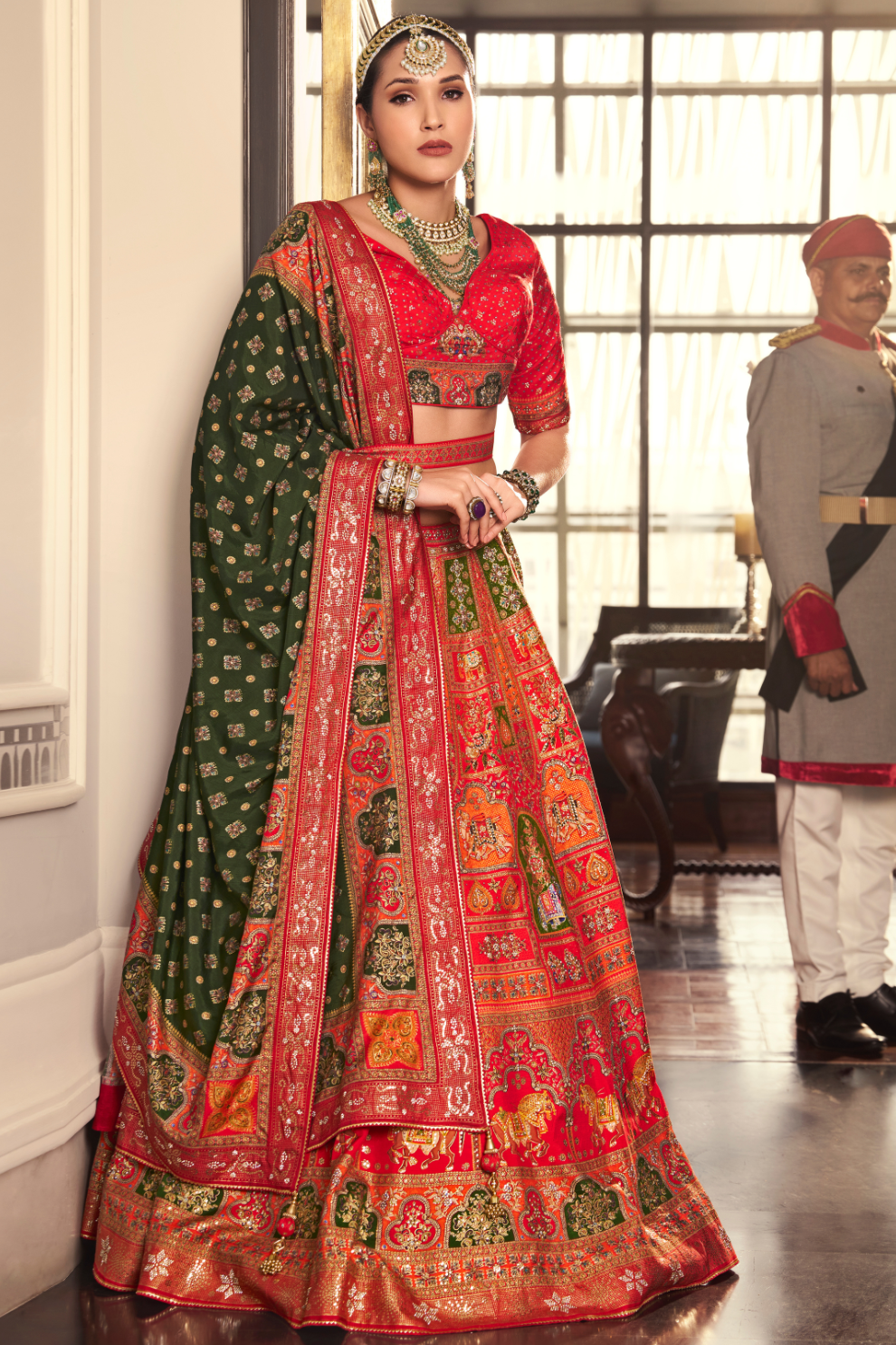 Red Elegance Embroidered Lehenga Choli - LaVante Fashion