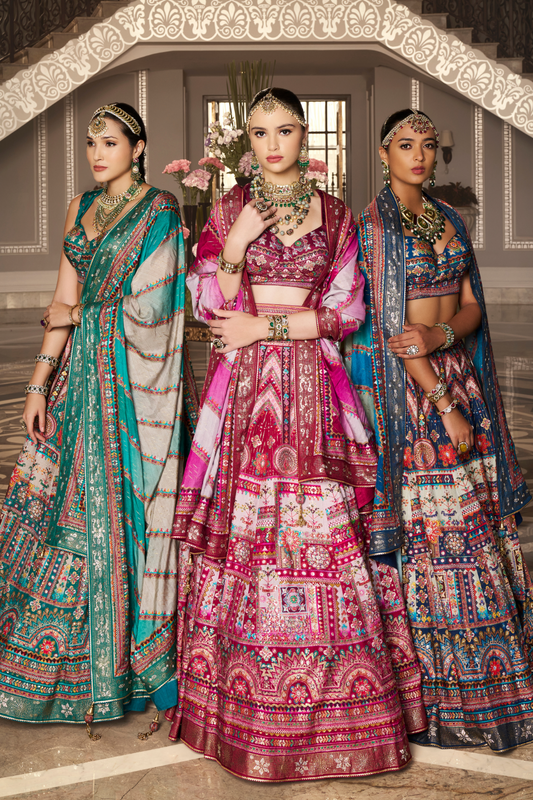 Pink Horizon Banarasi Silk Lehenga Ensemble - LaVante Fashion