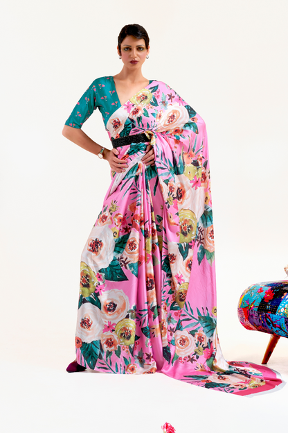 Casual Wear Satin Silk Saree with Smooth Finish