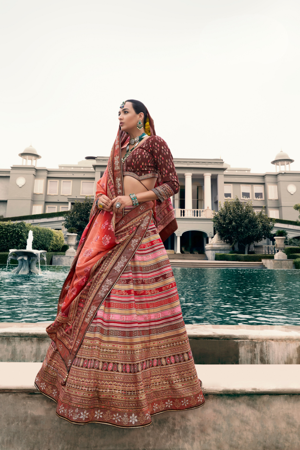 Premium Coral Pink Silk Lehenga Choli - LaVante Fashion