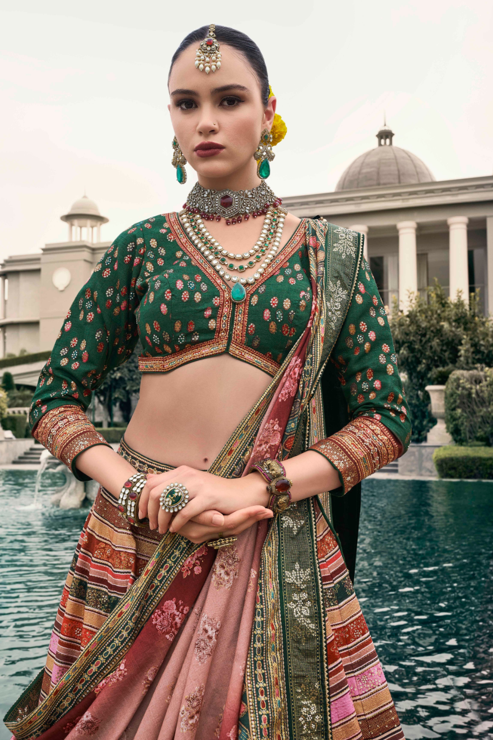 Premium Coral Pink Silk Lehenga Choli - LaVante Fashion