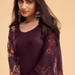 Stylish Wine Sequined Salwar Kameez in Soft Georgette Fabric