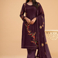 Stylish Wine Sequined Salwar Kameez in Soft Georgette Fabric