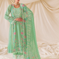 Green Pure Muslin Embroidery Kurta Set with Elegant Design
